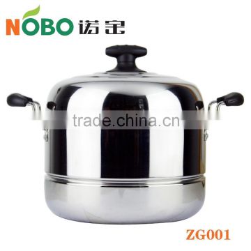 Elegant High-grade Stainless Steel Steamer Pot with Bakelite Handle