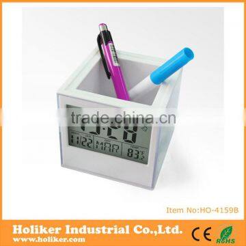 lcd digital wall clock with pen holder