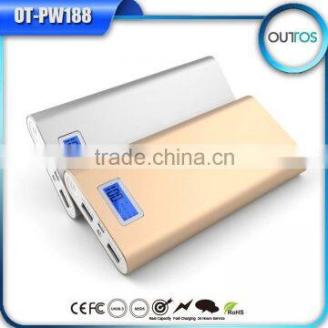 private label external battery charger power bank aluminum body with LCD display