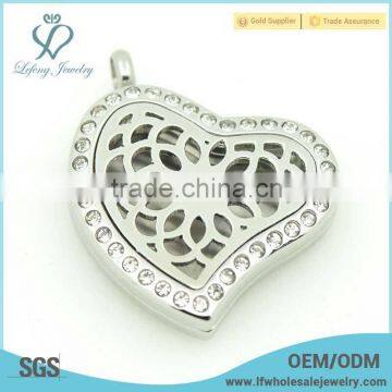 Fashion flower perfume locket,essential oil diffuser lockets,heart crystal locket wholesale