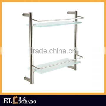 China Supplier Heavy Duty Toilet Accessories Bathroom Shelf Single tier bathroom glass shelf 6B0121D