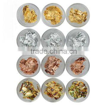 Nail Art Gold Silver Paillette Flake Chip Foil 4 Color Design Nail Art Foil Stickers Decoration