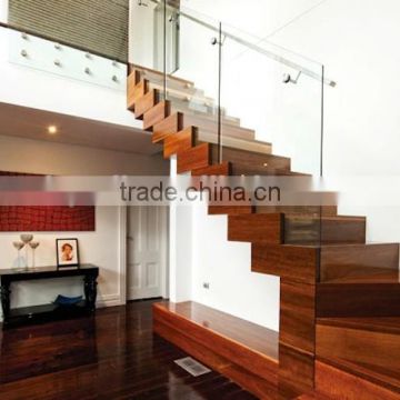 Canada steel wooden straight wood tread, stainless steel stair--YUDI