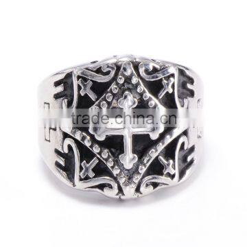 Wholesale Titanium Steel Jewelry Fashion Engagement Men's Cross Ring photo-3