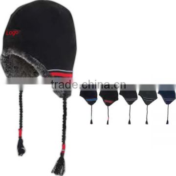 100% Acrylic Helmet Toque Cap With Polyester Fur / Fleece Lining