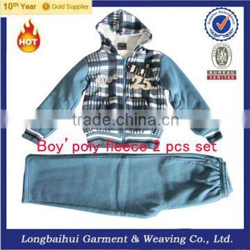 China supplier Boys' poly fleece 2pcs set jacket stock garments