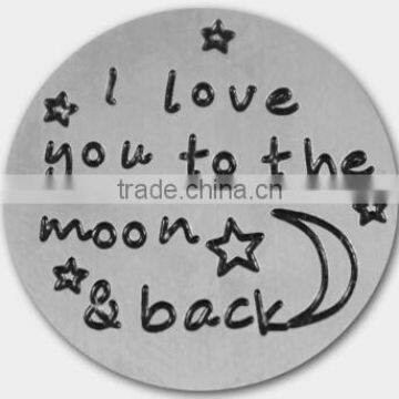 22mm I Love You To The Moon And Back Stainless Steel Floating Locket Plates Fit 30mm Living Memory Glass Floating Locket