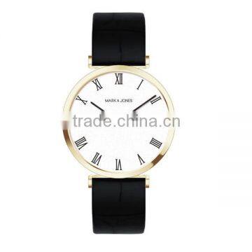 fashion timepiece PVD gold stainless steel case luxury black watches italian leather strap classic world luxury watches