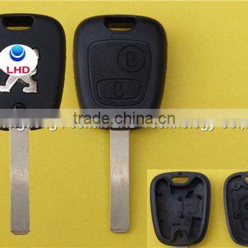 Wholesale 2 button remote key shell for peugeot car key with 307 blade and logo