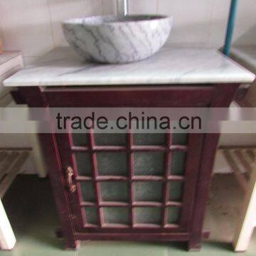 White marble vessel stone bathroom vessel sink