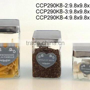 CCP290K8 square glass jar with decal printing