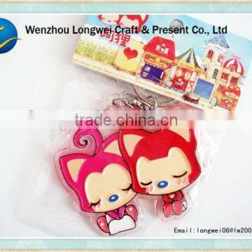 fox couple plastic keychain/souvenir keychain/mini gps tracker keychain