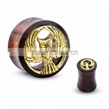 Double Flare Sono Wood Tunnels Plugs with Owl