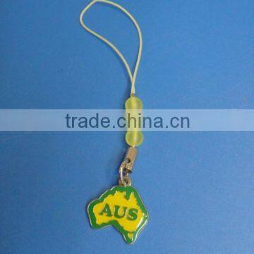 Australia map shape metal cell phone strap