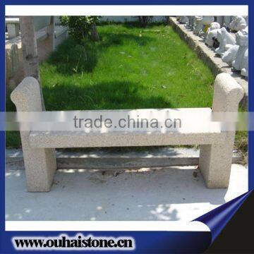 Elegant Carved White Granite Chair Natural Stone Bench Seat With Safe Armrest