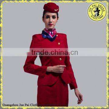 Fashion design red airline uniform for women