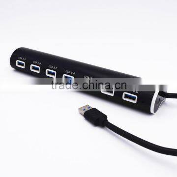 Slim half-round high speed 7 port usb 3.0 hub