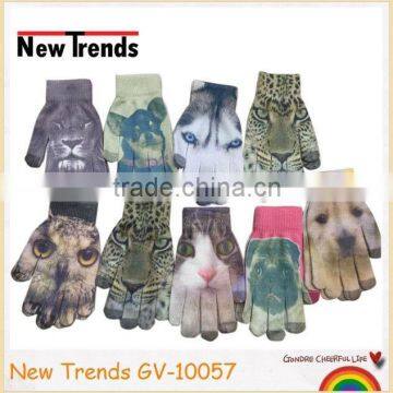 3D Animal printing acrylic magic gloves telefingers gloves