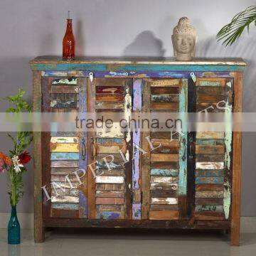 INDIAN RECYCLE WOOD 2 DOUBLE DOOR SIDE BOARD, FOR HOME FURNITURE