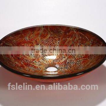 Colorful art glass basin glass vanity transparent sink LH-16026