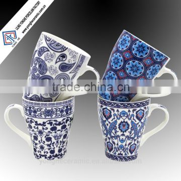 13oz new bone Mug with China blue and white designs