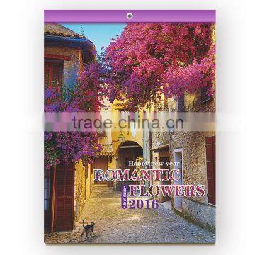 2016 Romantic Flowers Calendar Custom Full Color Printing Table Calendar, Table Calendar Wholesale