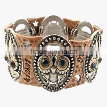 Custom-made China wholesale vintage Owl design stretch inspired bracelets