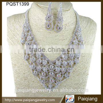 2016 New arrival fashion trendy rhinestone crystal chunky bridal jewelry sets