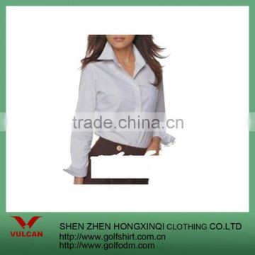 women's white bland long sleeve uniform shirt made of broadcloth