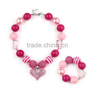 Wholesale Polymer Clay Pink Jewelry Set In latest Design Bracelet Necklace Set