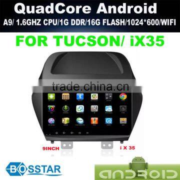 BOSSTAR 9" quad core Android car stereo gps navigation dvd player for HYUNDAI IX35 New Tucson with 3G,wifi,1G RAM,16 GB Nand