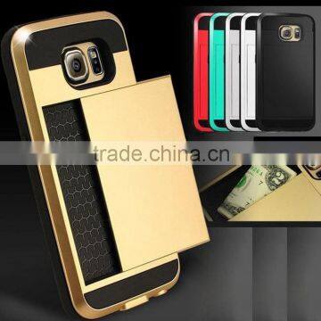 Dual Layer Armor fundas Case Luxury Soft Hybrid Slim Back cases for iphone 4 4s 5 5s 5c 6 6s Plus case cover Slide Card Cover