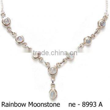 Genuine Gemstone Necklace .925 Indian Jewelry Necklace semi precious stone jewellery