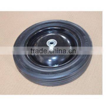 10x1.75 Inch Semi Pneumatic Rubber Wheel With Rib Tread and Steel Rim for Mowers and Handcarts photo-3