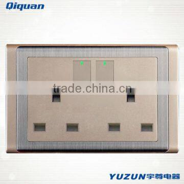 stainless steel double 13A socket with switch