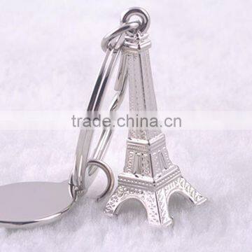 Beautiful Keychain New Design Eiffel Tower With Polished Disc Double Charms Keyring Fashion Keychain For Women photo-2