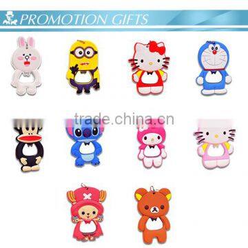 Soft PVC Rubber Cartoon Beer Bottle Opener Keychain Promotion gifts