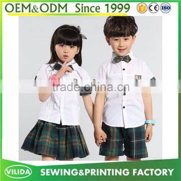 England style kindergarten uniform fashion primary school sport uniform shirt with skirt or shorts