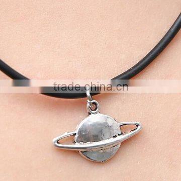 3.0mm Black adjustable planet rubber choker necklace