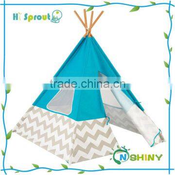 100% Cotton Canvas Wooden Pole Children Kids Play Indian Teepee Tent