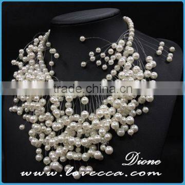 New Fashion Classy Lady White Exaggerate Pear Beaded Choker Necklace Product photo-2