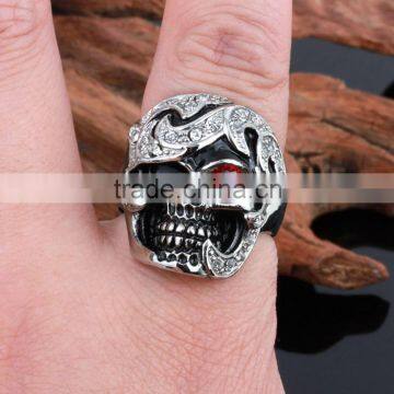 Mens Diamond/ Natural Ruby Skull Wedding Ring photo-5