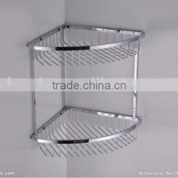 Stainless steel dual tier corner bathroom rack/bathroom basket