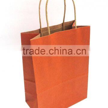 machine making orange plain color kraft gift bag