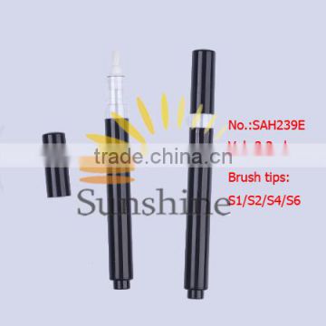 SAH239E---2.2ml cosmetic pen with metalizing and logo printing with brush applicator/gloss tubes packaging/click cosmetic pen