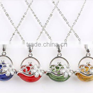 Alloy Flower Decoration Essential Oil Pendant Necklae