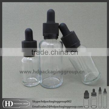 HD certificated china made childproof&tamper evident cap e-liquid glass bottles 15ml 20ML 30ML glass dropper bottle