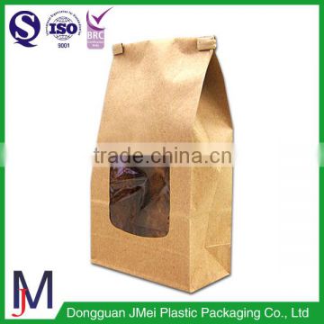 Standing Side Gusset PE Lined Kraft Paper Packaging Quad Seal Flat Block Bottom Coffee Bags