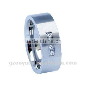 Stainless Steel With Diamond Comfort Fit Eternity Ring