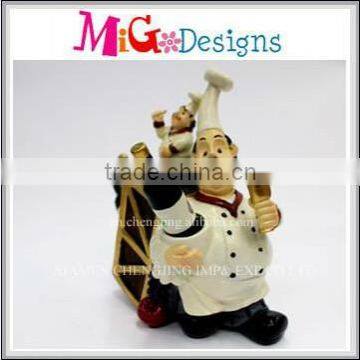 Manufacture chef shaped polyresin wine bottle holder wall